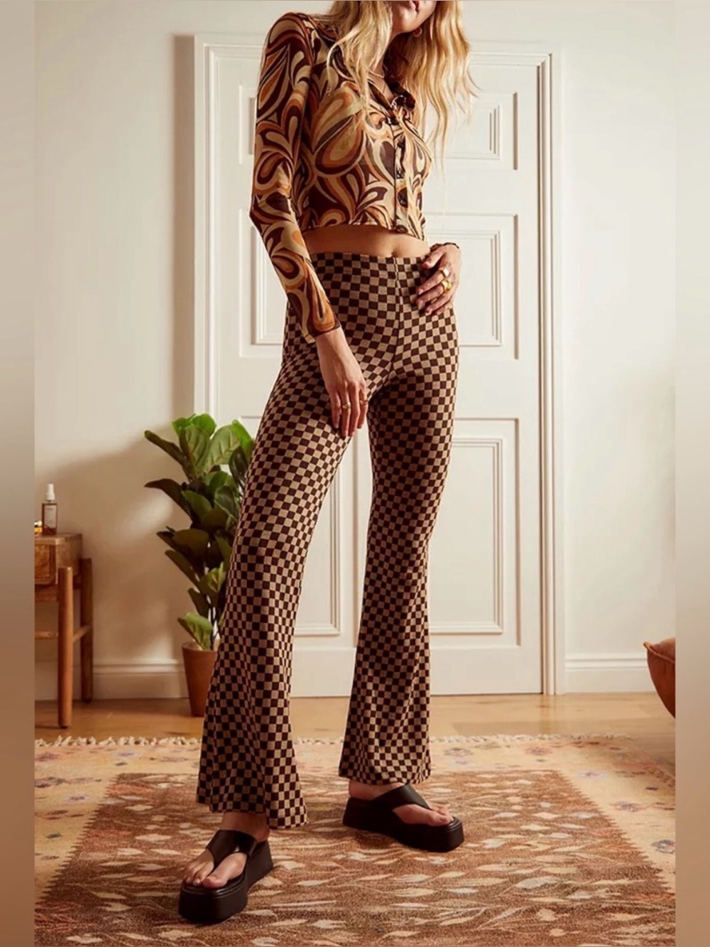 Urban Outfitters Brown Checkerboard  Pants